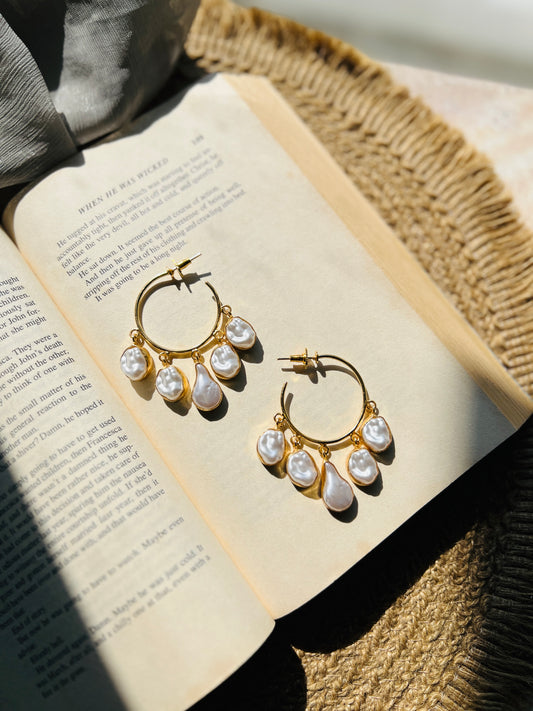 Ivory Aura Pearl Hoops