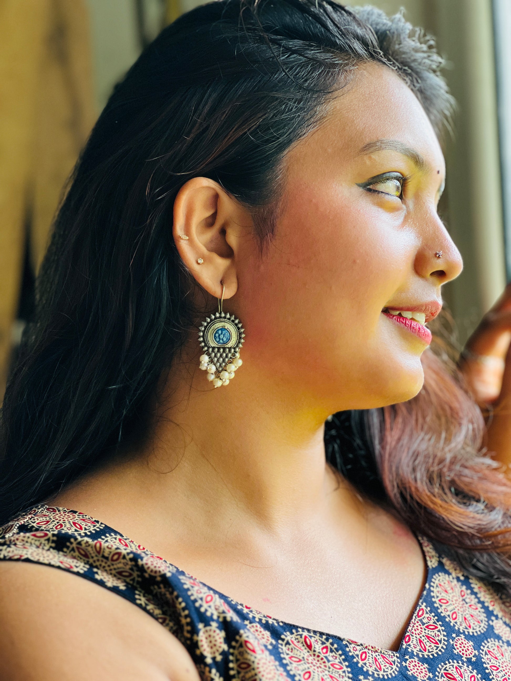 Artisan Pearl Silver Hoops - Earrings