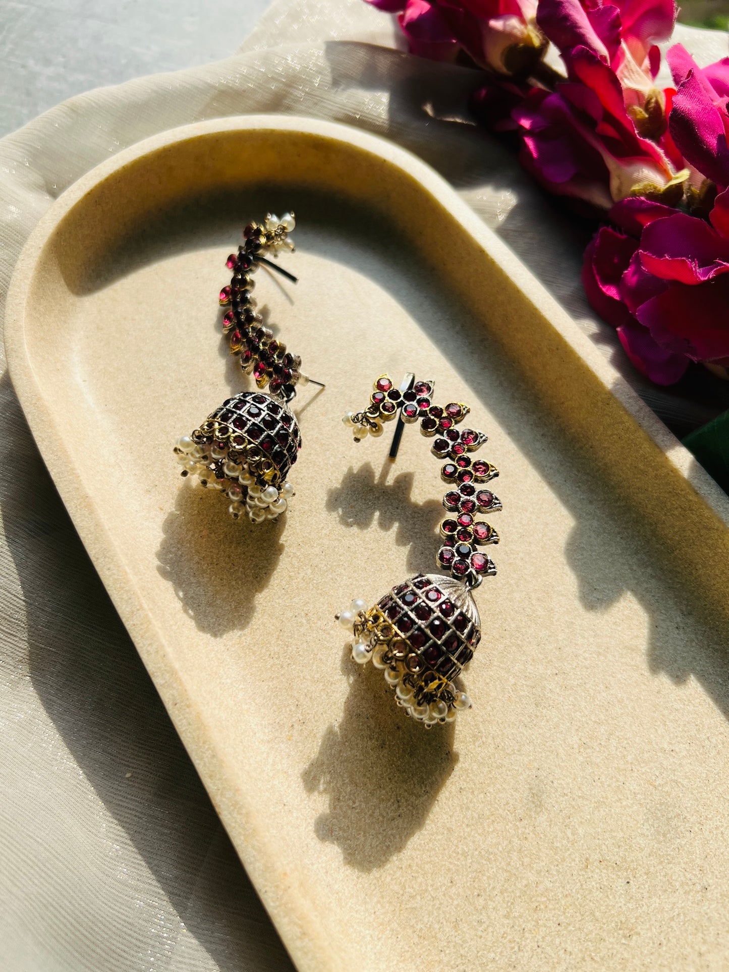 Raktambara Rajwada Jhumka Ear Cuff