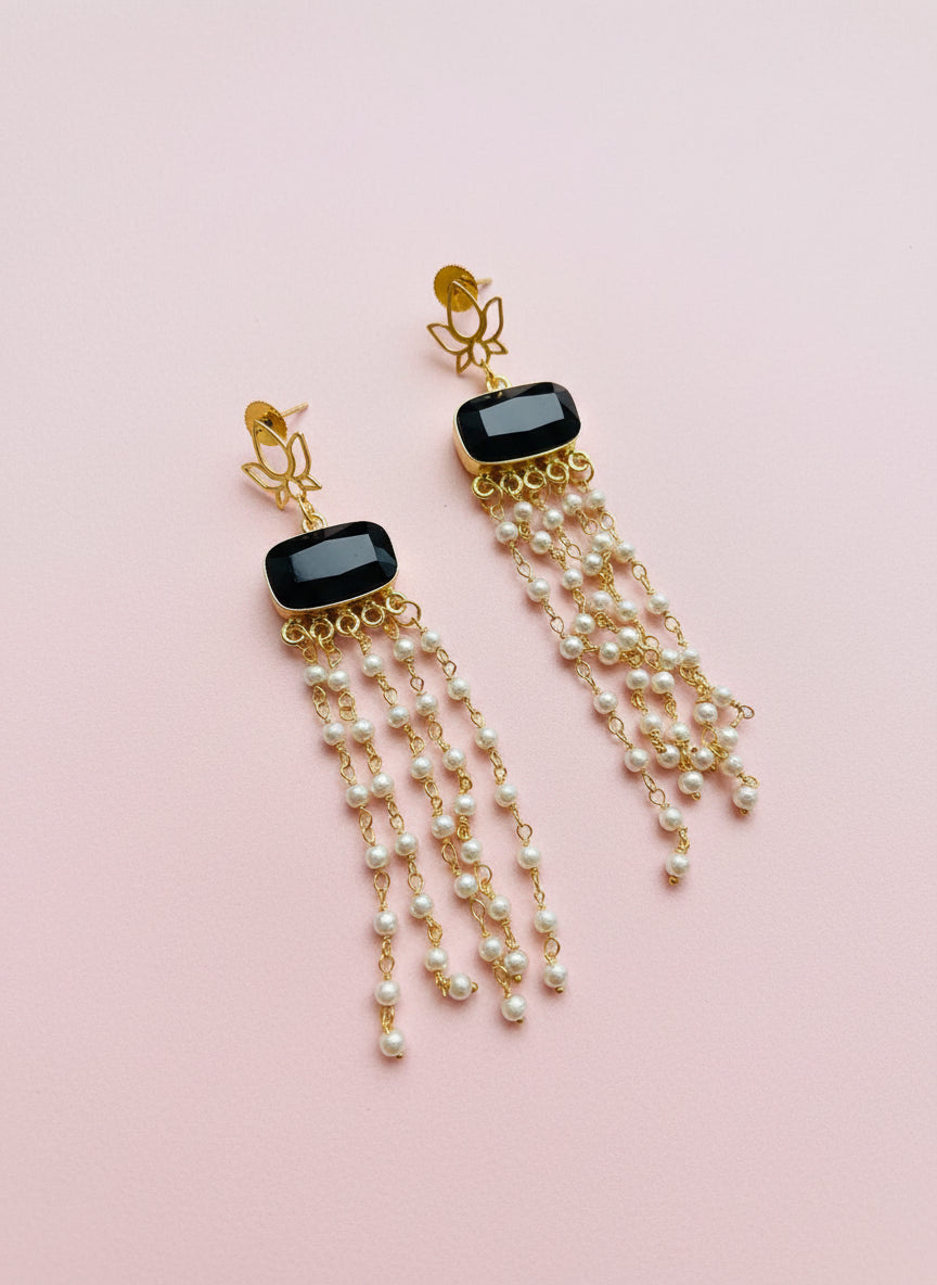 Lotus Radiance Pearl Dangle Earrings