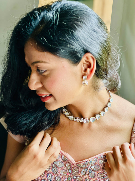 Ziya Polki Kundan Stone Neckpiece - Neckpiece