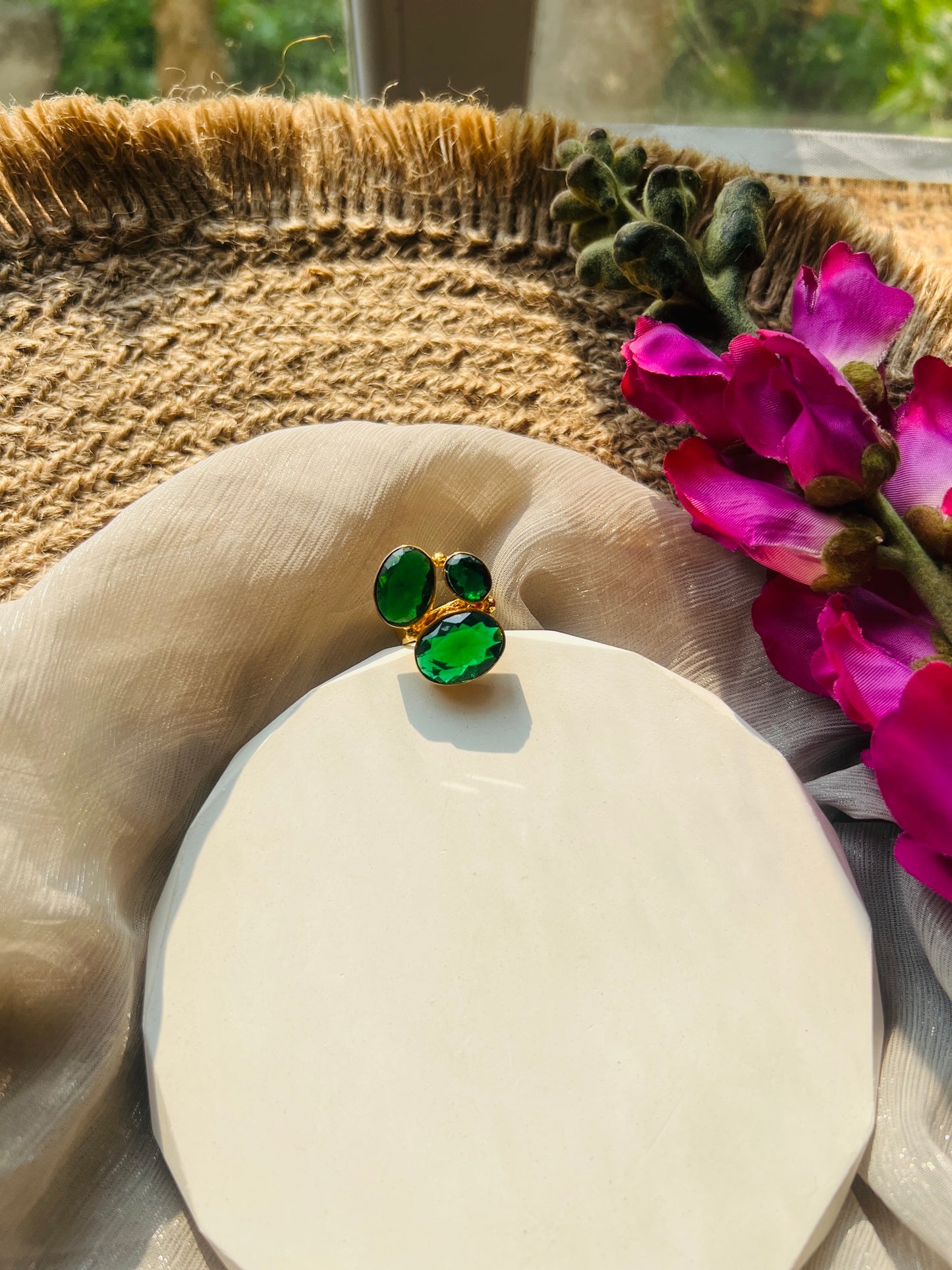 Celeste Oval Trio Rings -