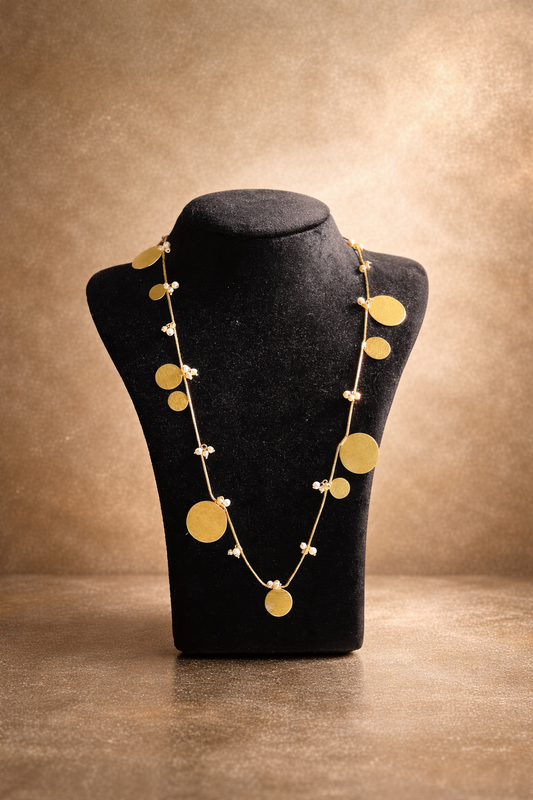 Celestia Pearl Disc Long Necklace
