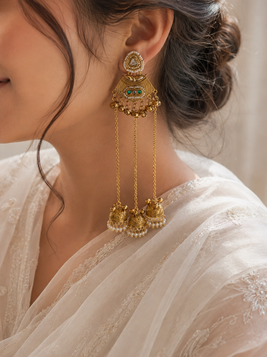 Noor Jharna Chain Jhumkas