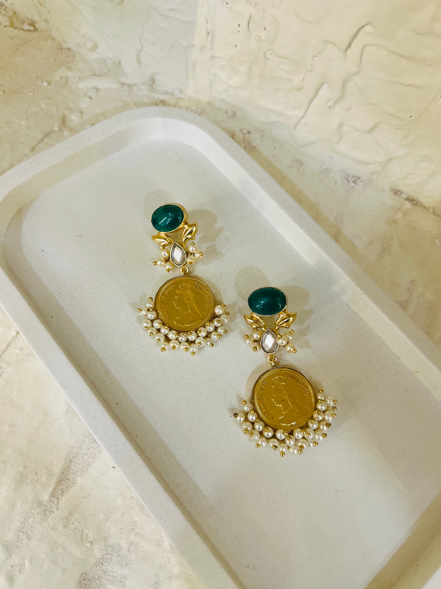 Royal Heirloom Coin Pearl Earrings