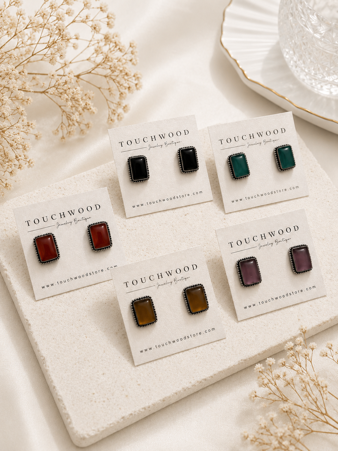 Stone Stud Earrings