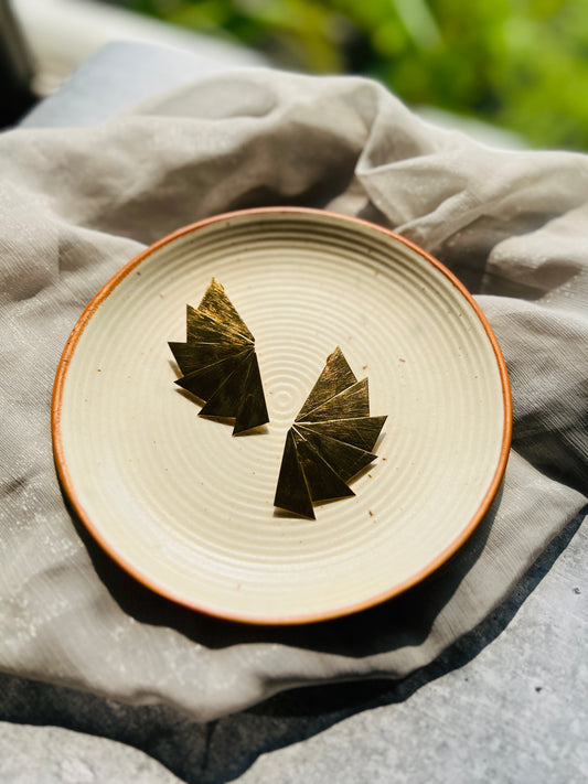 Golden Origami Fan Earrings