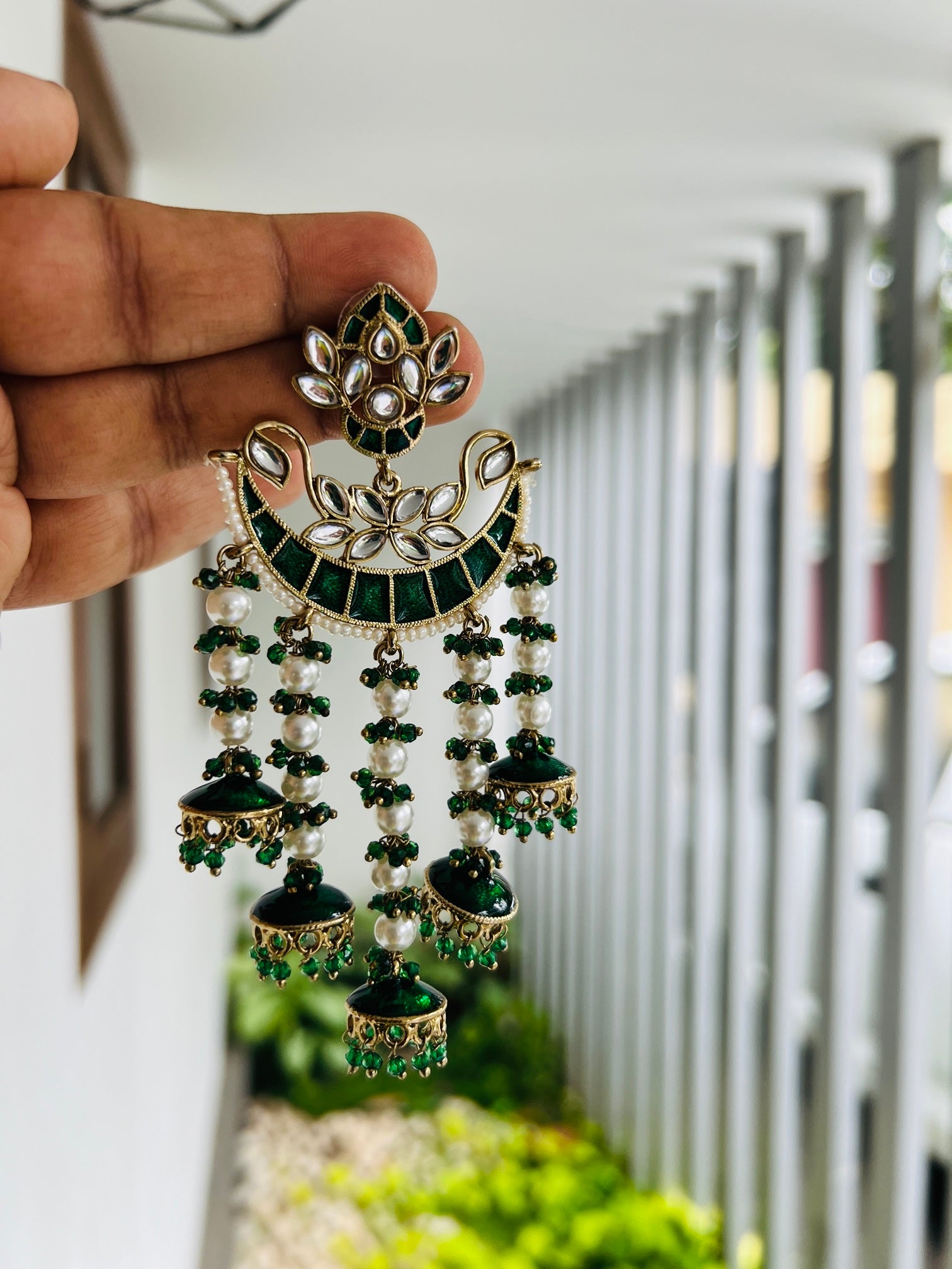 KUNDAN MOON FALL EARRING - Earrings