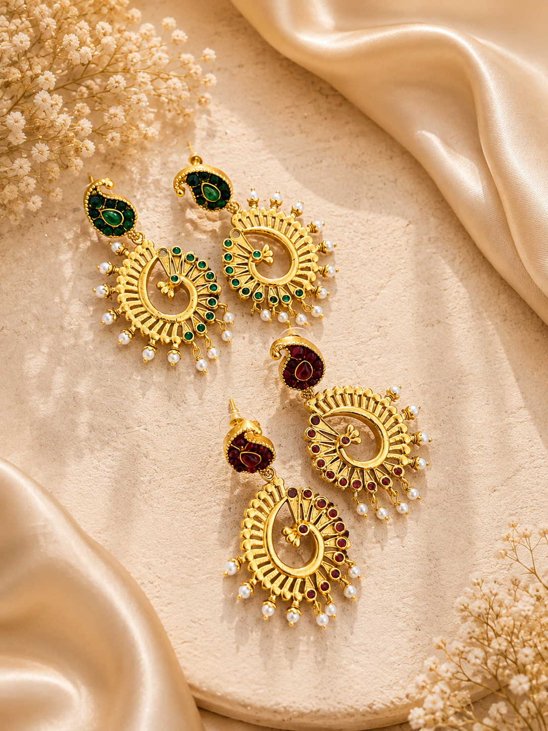 Mayura Peacock Chandelier Earrings
