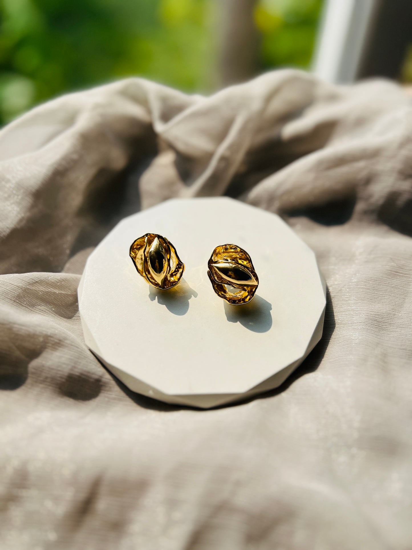 Golden Ripple Stud Earrings