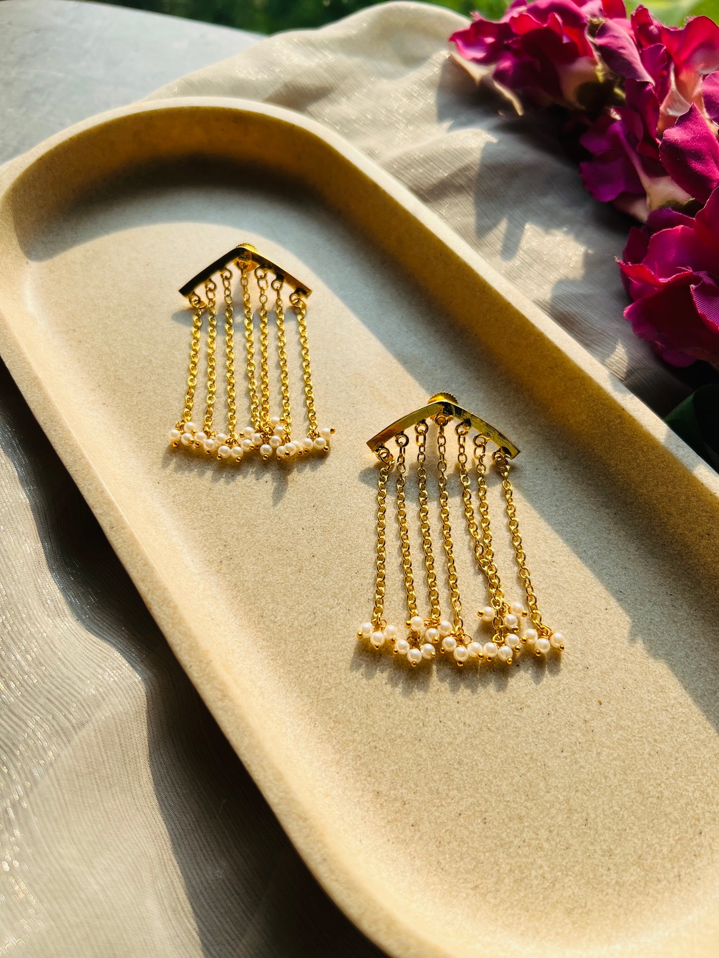 Pearl Cascade Fringe Earrings