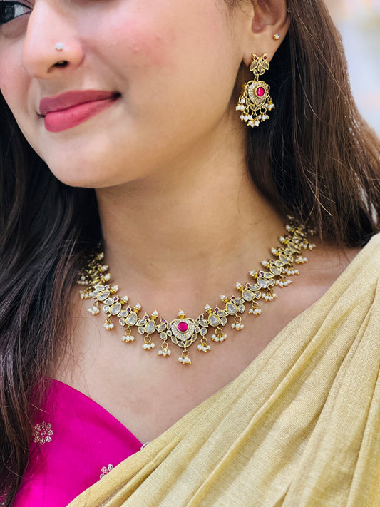 Elara Ruby Pearl Kundan Choker
