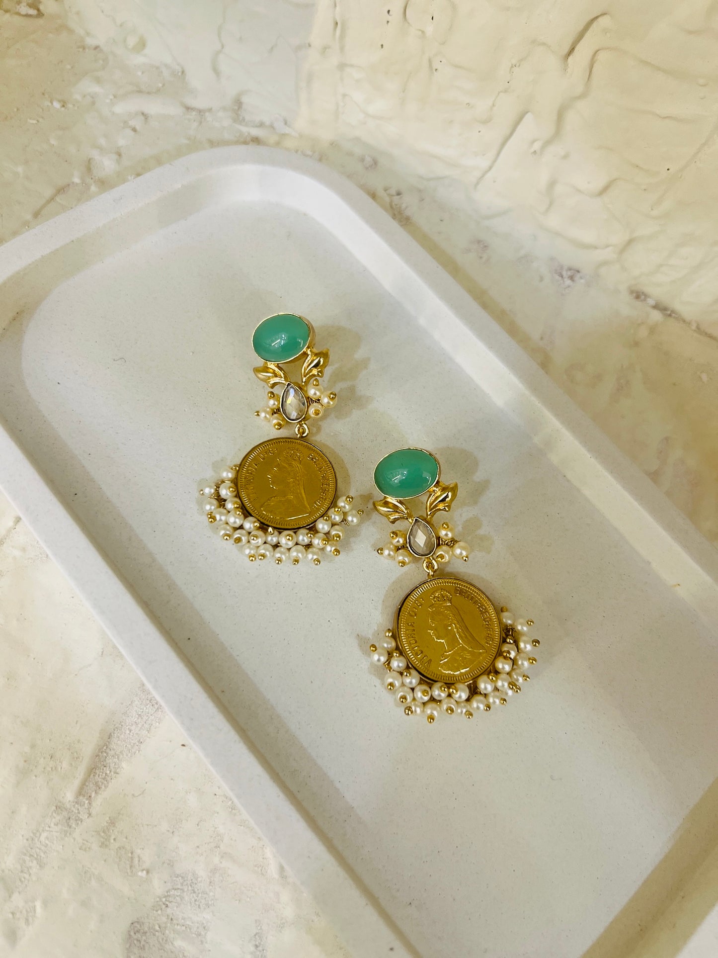 Royal Heirloom Coin Pearl Earrings