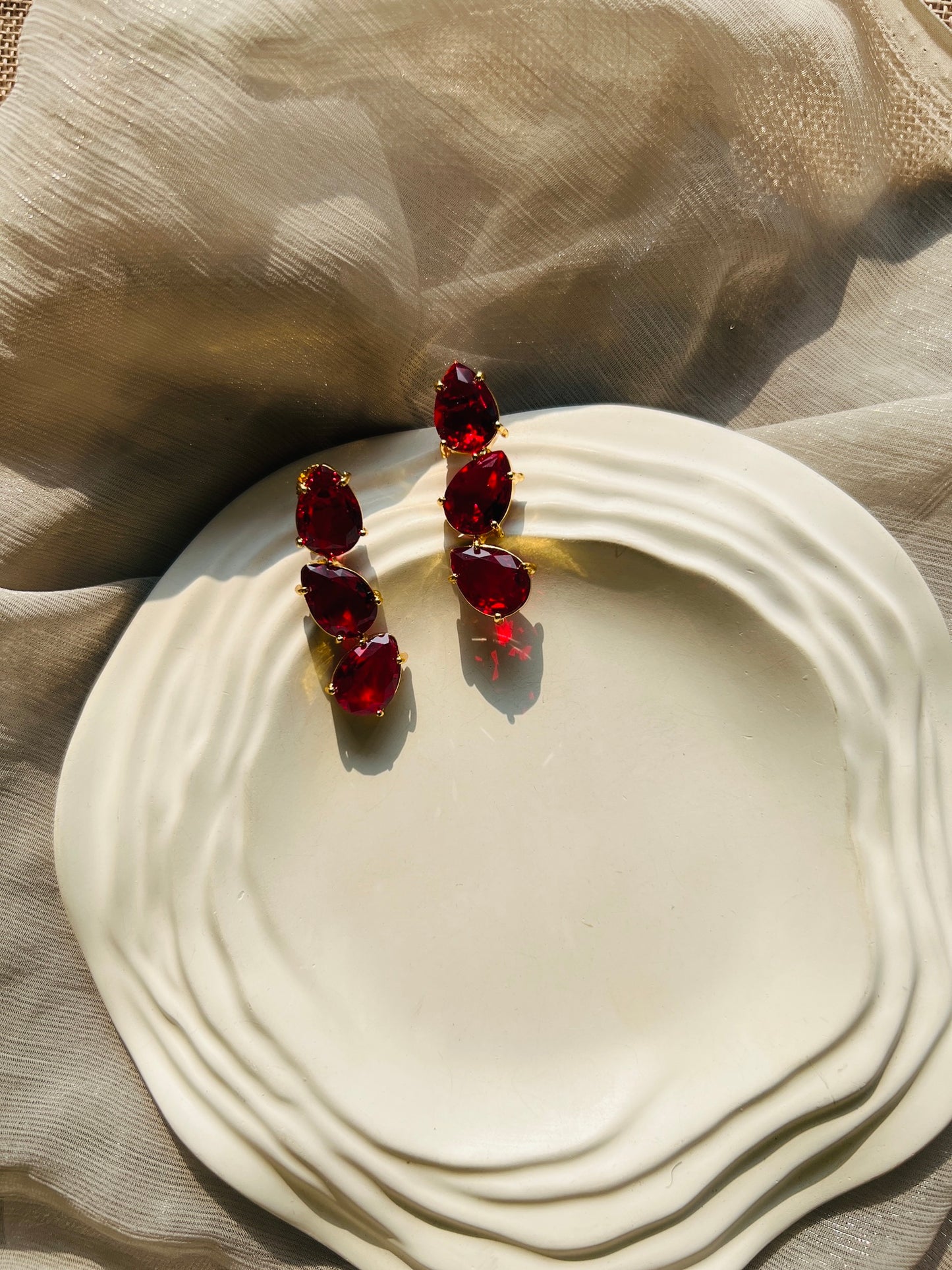 Triple Gleam Drop Earrings - Earrings