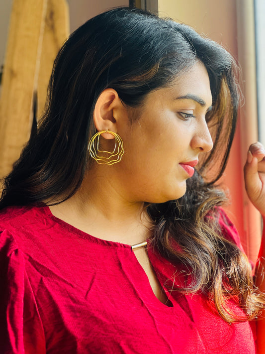 Golden Swirl Spiral Earrings - Earrings