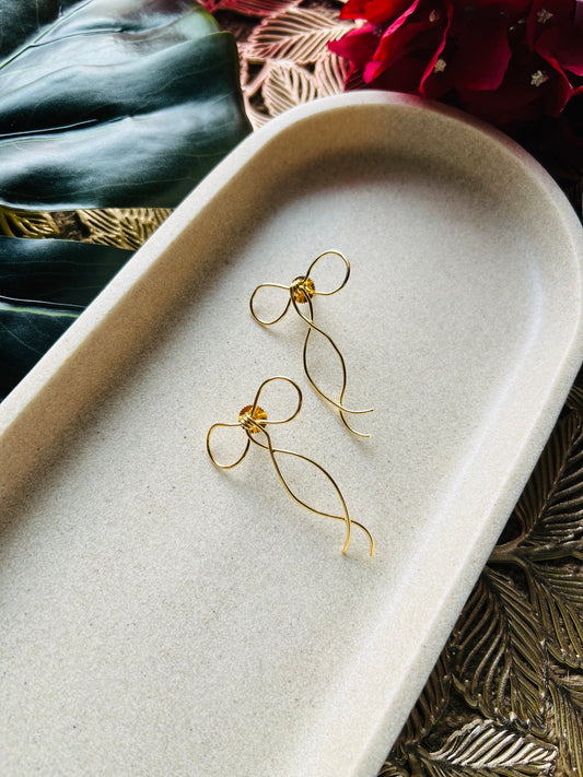 Golden Ribbon Earrings - Earrings