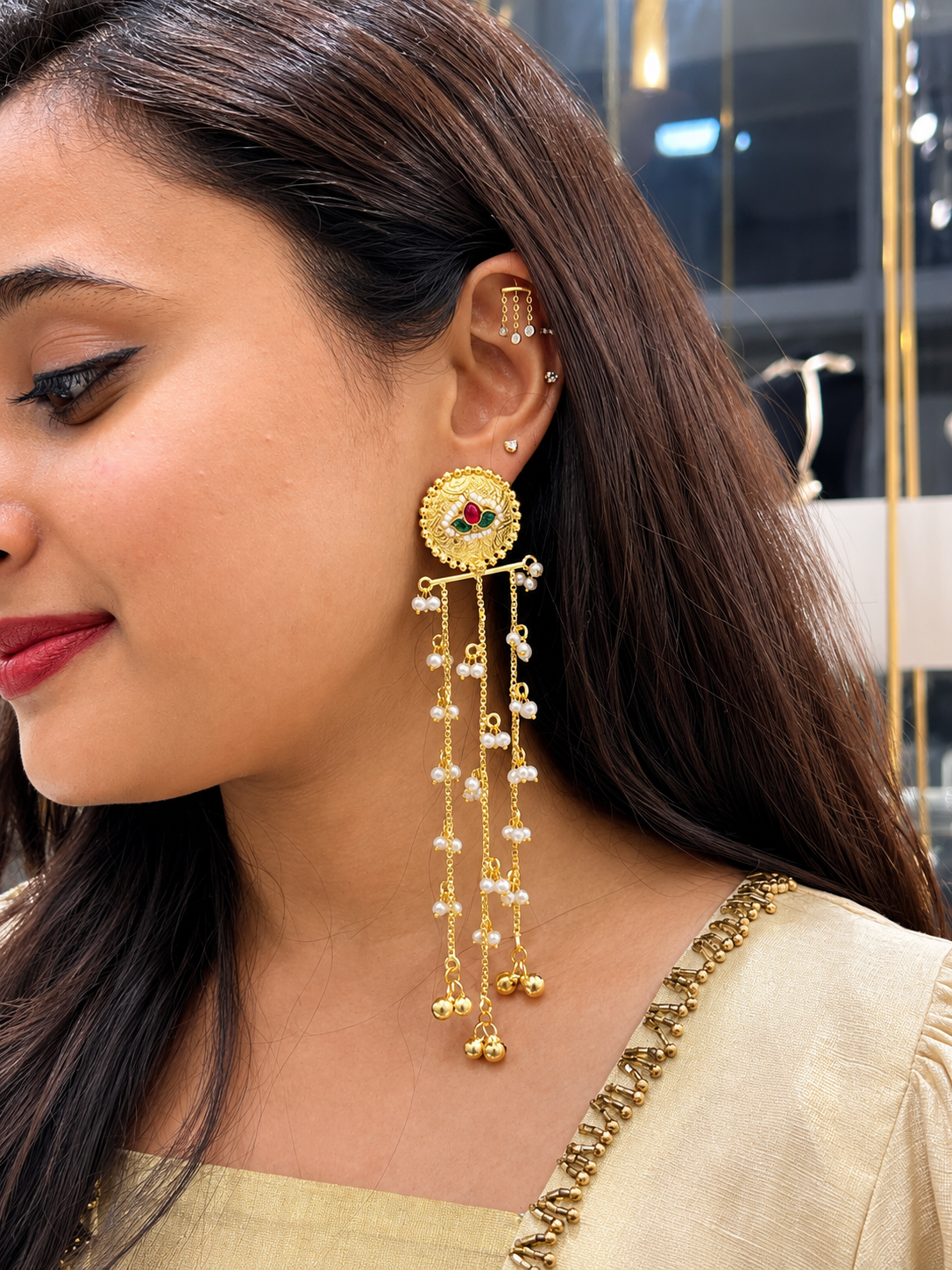 Noor Pearl Tassel Earrings