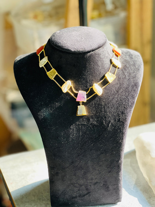 Multi-Stone Gold Layered Necklace