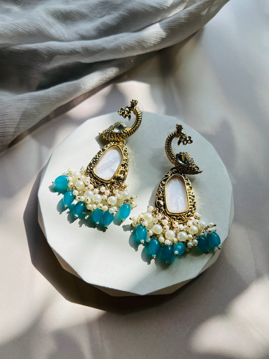 PEACOCK PEARL EARRINGS - Earrings