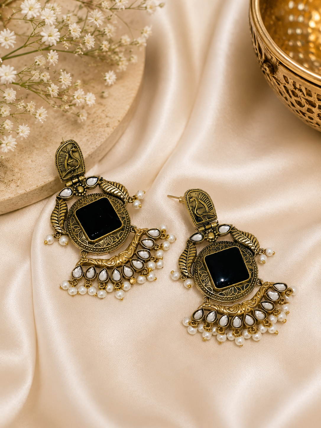 Mayura Pearl Chandbali Earrings