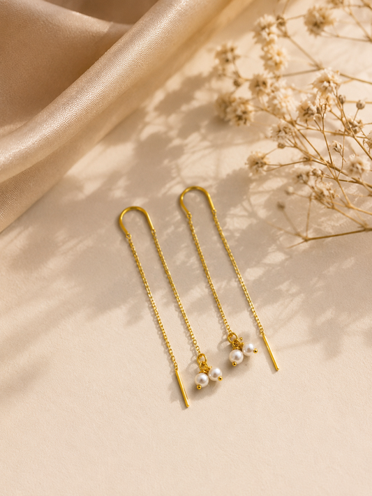 Pearl Whisper Thread Earrings