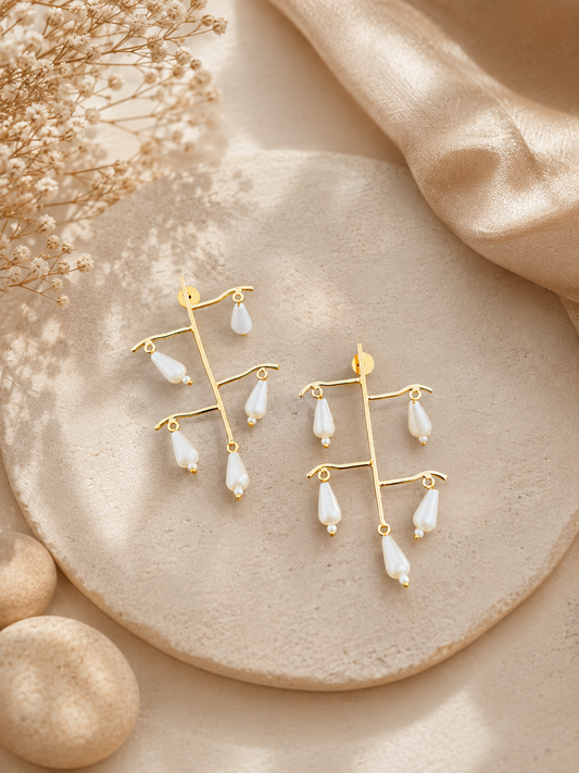 Pearl Branch Statement Earrings