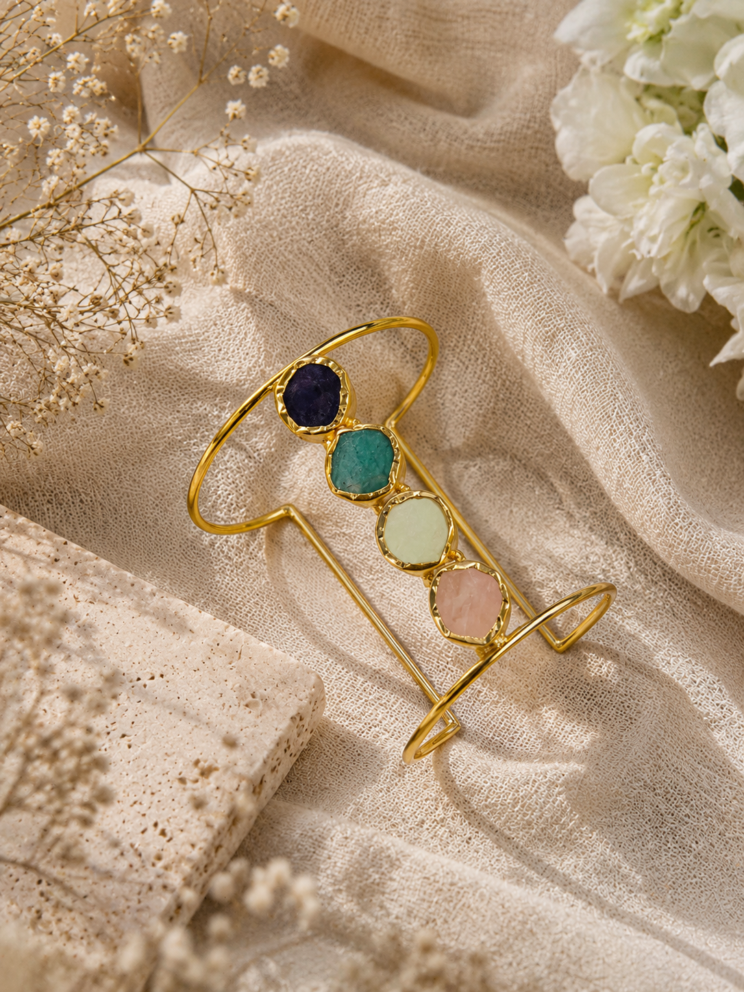 Linear Adjustable Gold Bangle