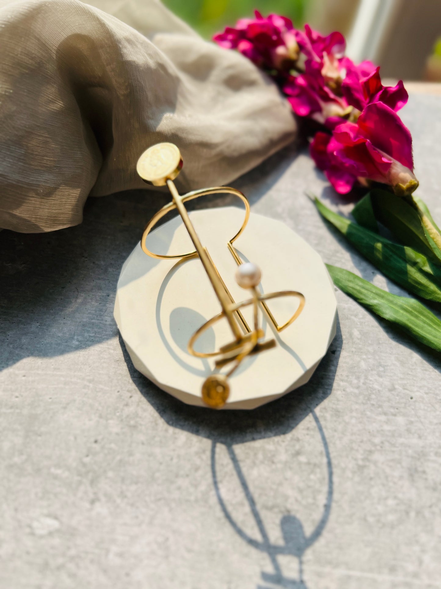 Aurora Coin Pearl Adjustable Bangle