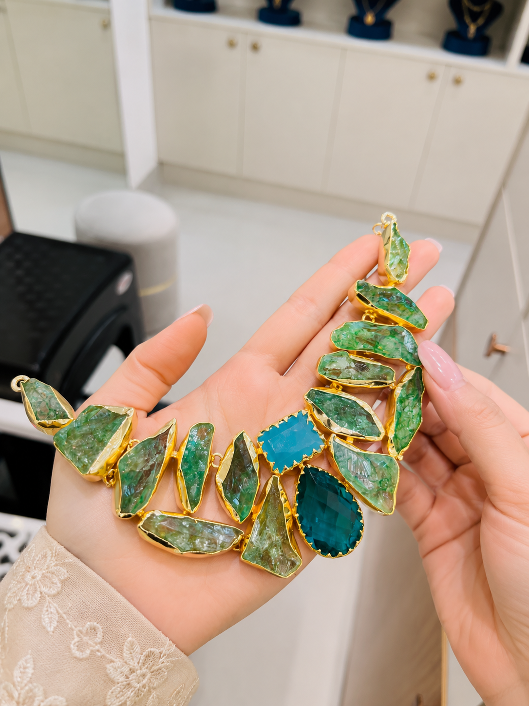 Emerald Bloom Statement Necklace