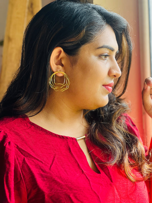Golden Swirl Spiral Earrings - Earrings