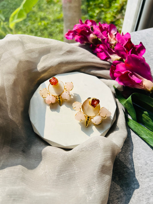 Blush Ember Stone Statement Earrings