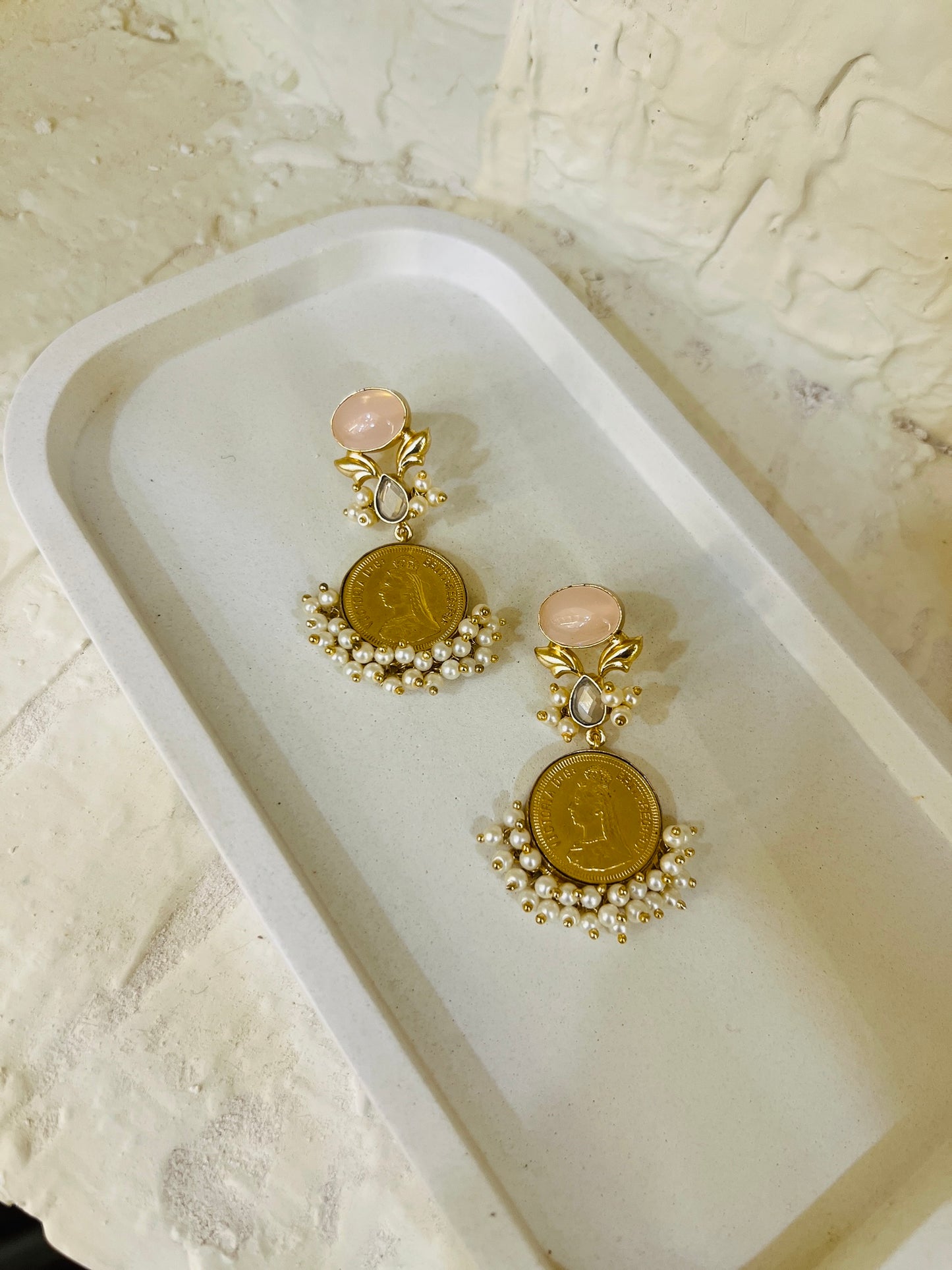 Royal Heirloom Coin Pearl Earrings