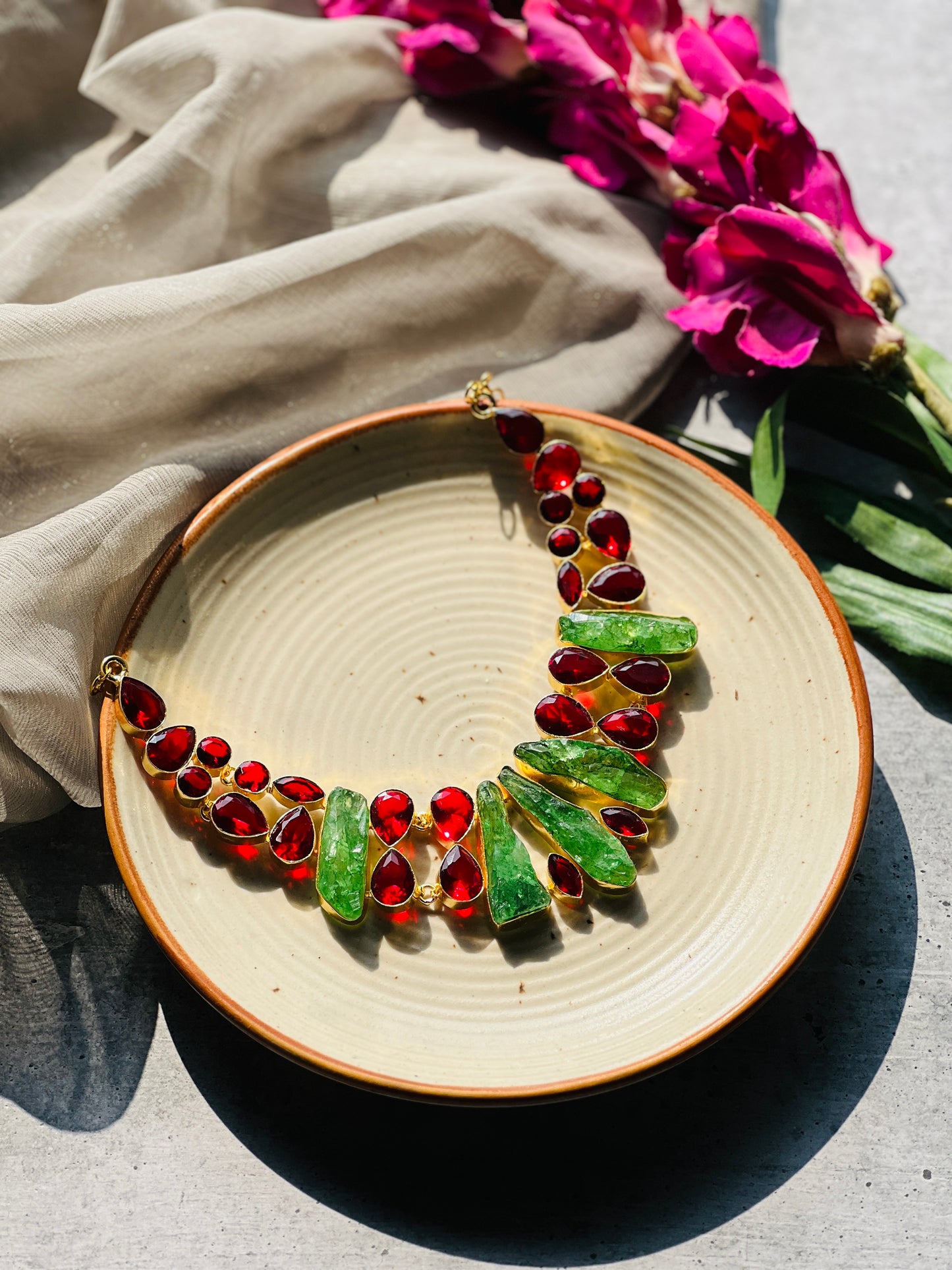 Royal Crimson Bloom Statement Necklace