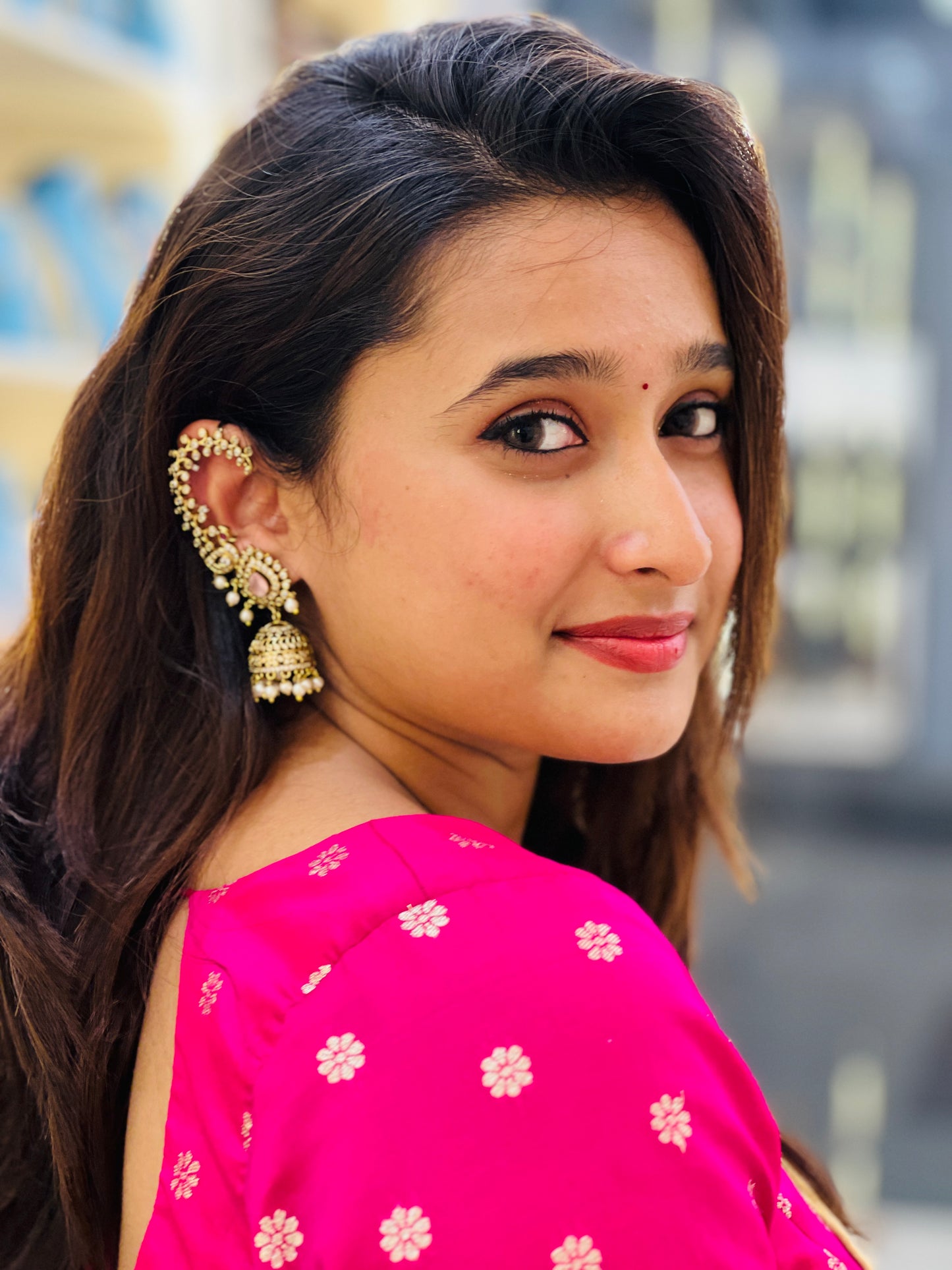 Mayura Pink Jhumka Earcuff