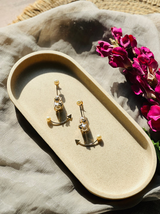 Nautica Pearl Anchor Earrings