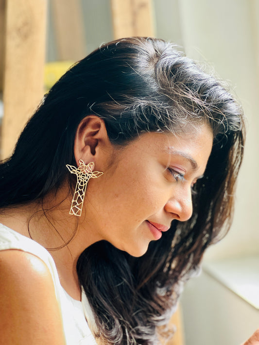 Golden Giraffe Earring - Earrings