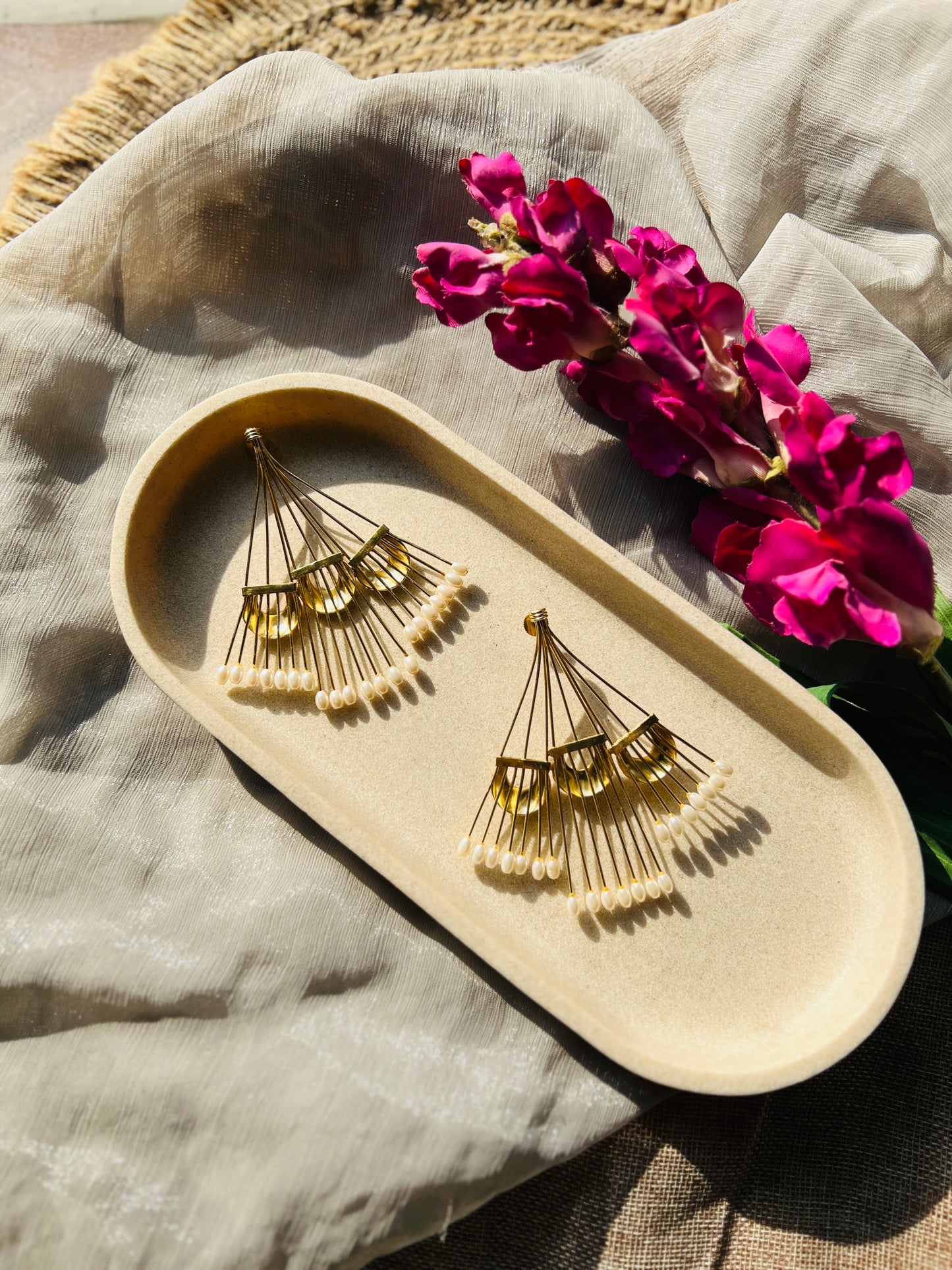 Suvarna Fan Pearl Drops