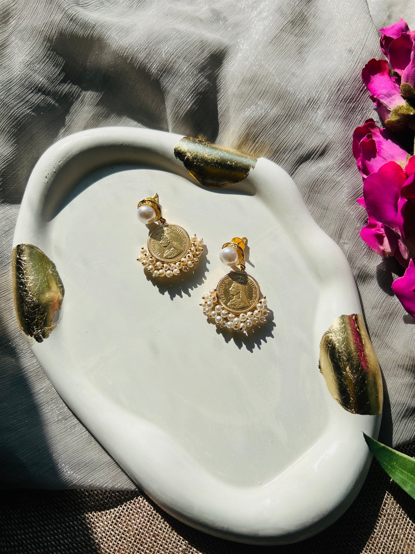 Rajasi Pearl Coin Earrings