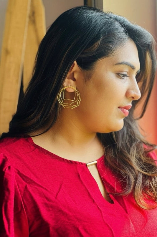 Golden Swirl Spiral Earrings