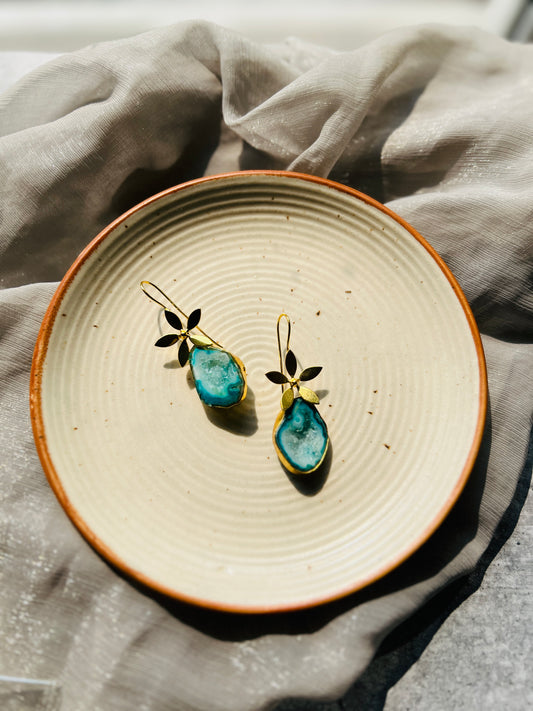 Ocean Bloom Agate Drop Earrings