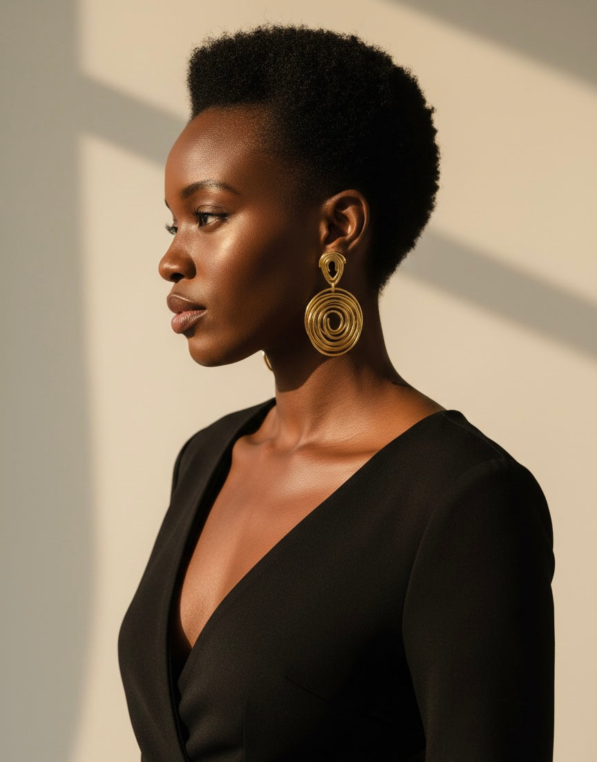 Golden Whorl Drop Earrings