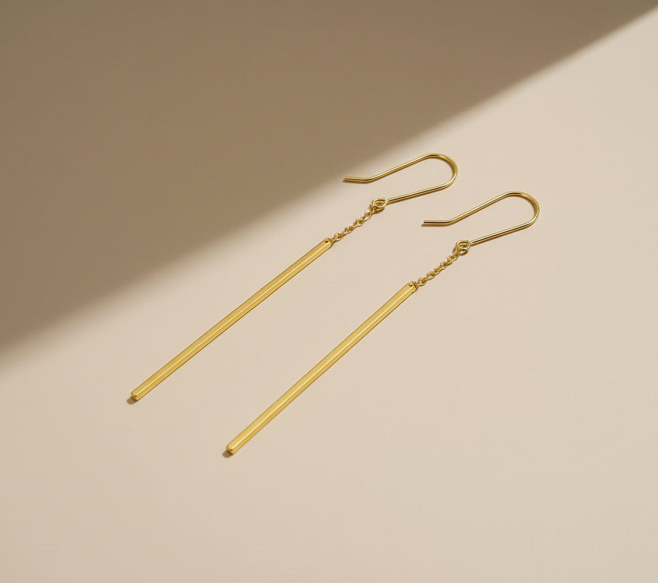 Golden Line Drop Earrings