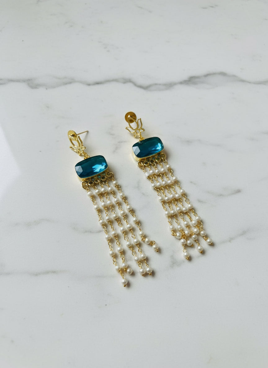 Lotus Radiance Pearl Dangle Earrings