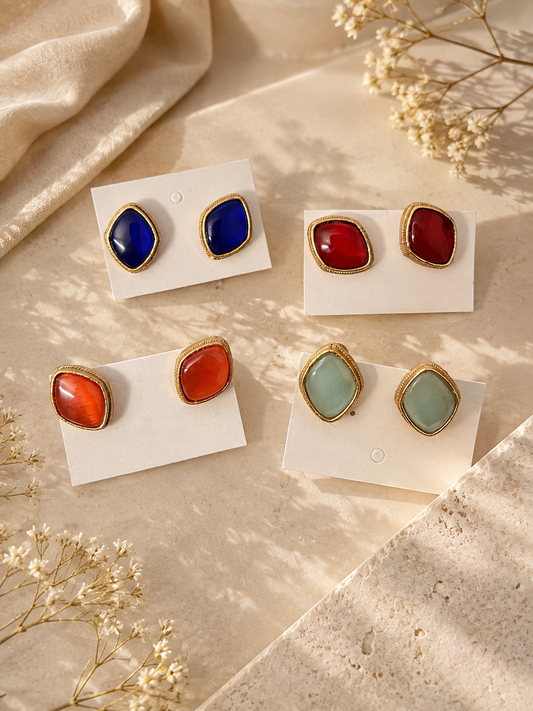 Elara Sculpted Stone Studs