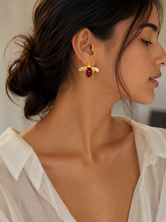 Ruby Queen Bee Studs