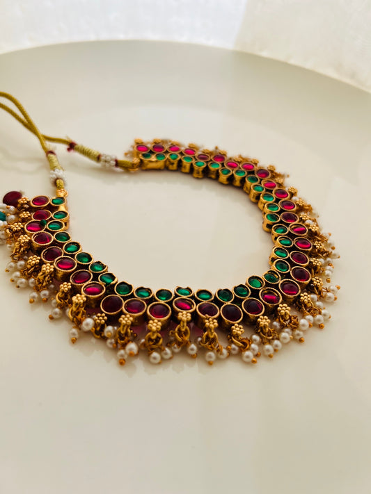 PRAVII DOUBLE SIDED PEARL CHOKER/NECKLACE - Neckpiece