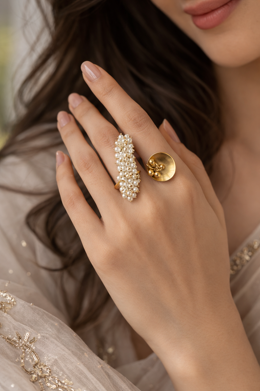Pearl Cascade Statement Ring