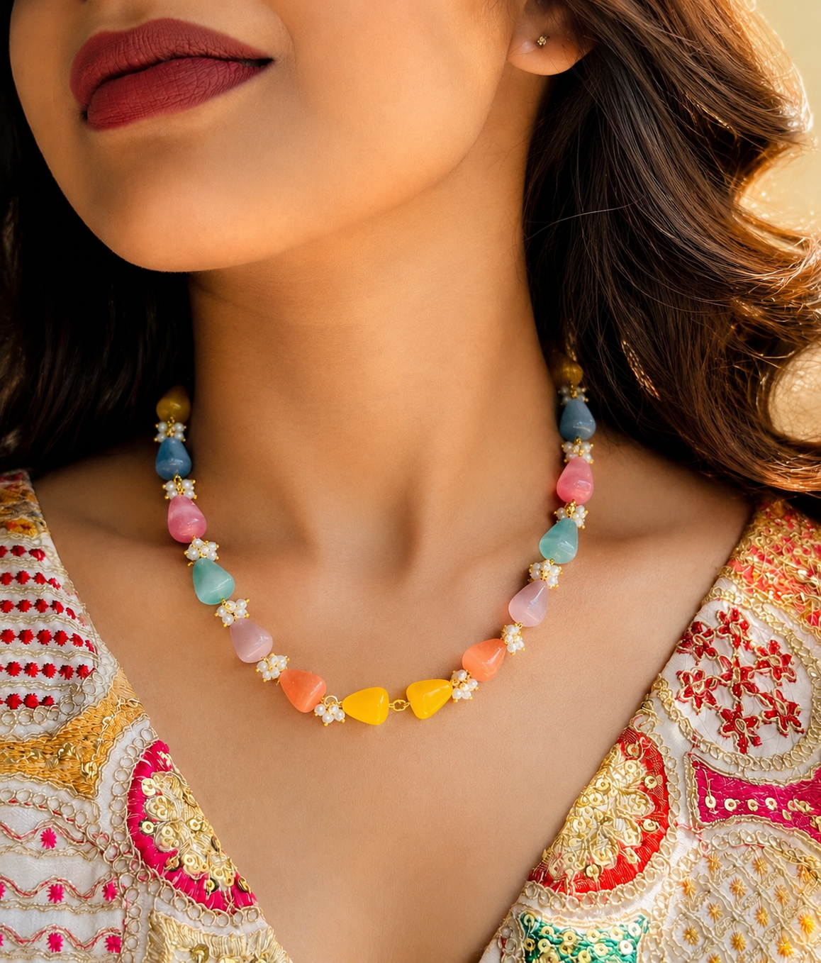Pastel Symphony Layered Beaded Necklace