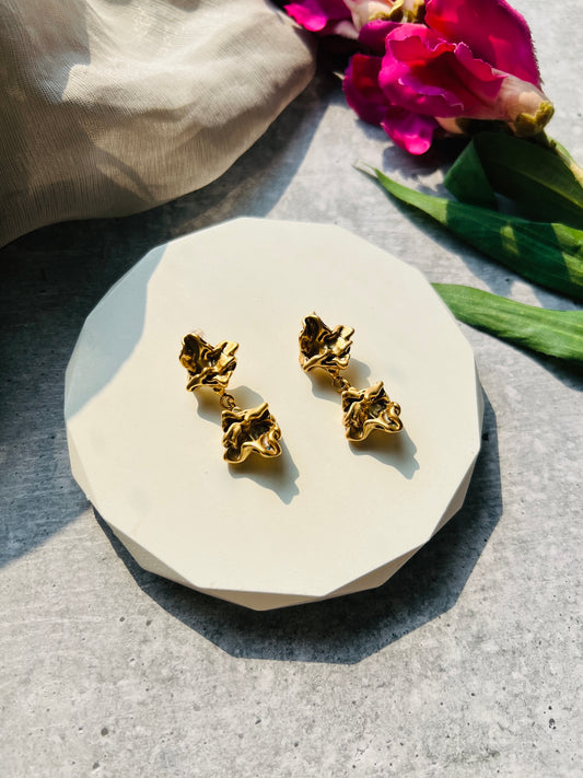 Golden Petal Drop Earrings