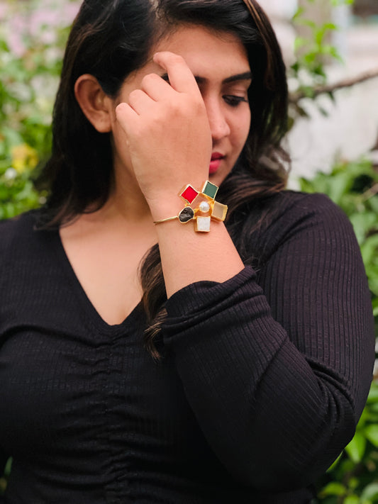 Aravelle Raw Stone Bangle - bangles